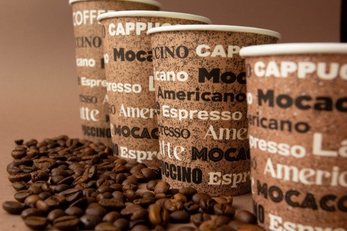 Однослойный бумажный стаканс дизайном "COFFEE" 100 мл для эспрессо и дегустаций 62*46*62 мм