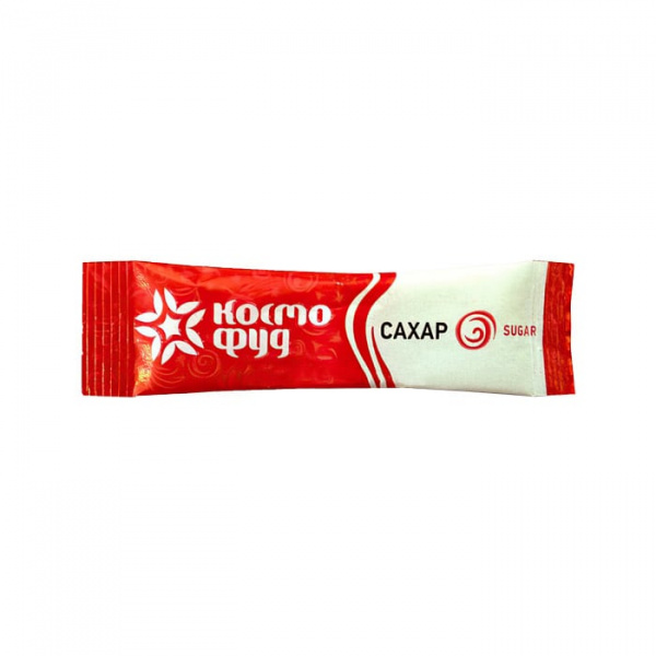 Порционный сахар 10 г, ламинированная глянцевая бумага, 90х30 мм