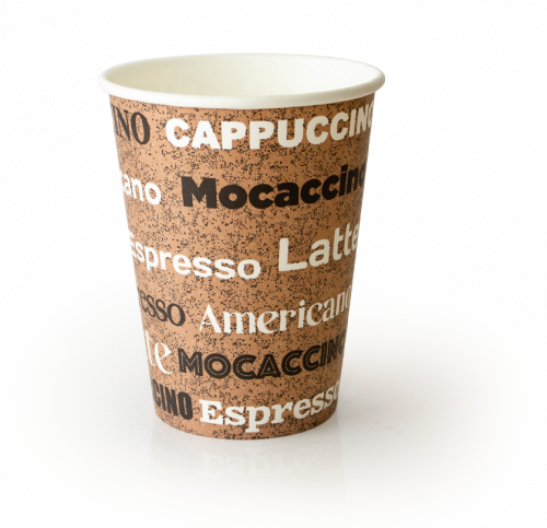 Однослойный бумажный стаканс дизайном "COFFEE" 100 мл для эспрессо и дегустаций 62*46*62 мм