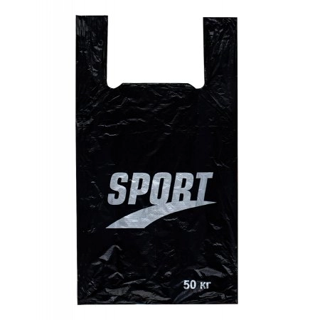 Пакет Майка 30см(+15)*55см, 20мкм, "Sport", черный